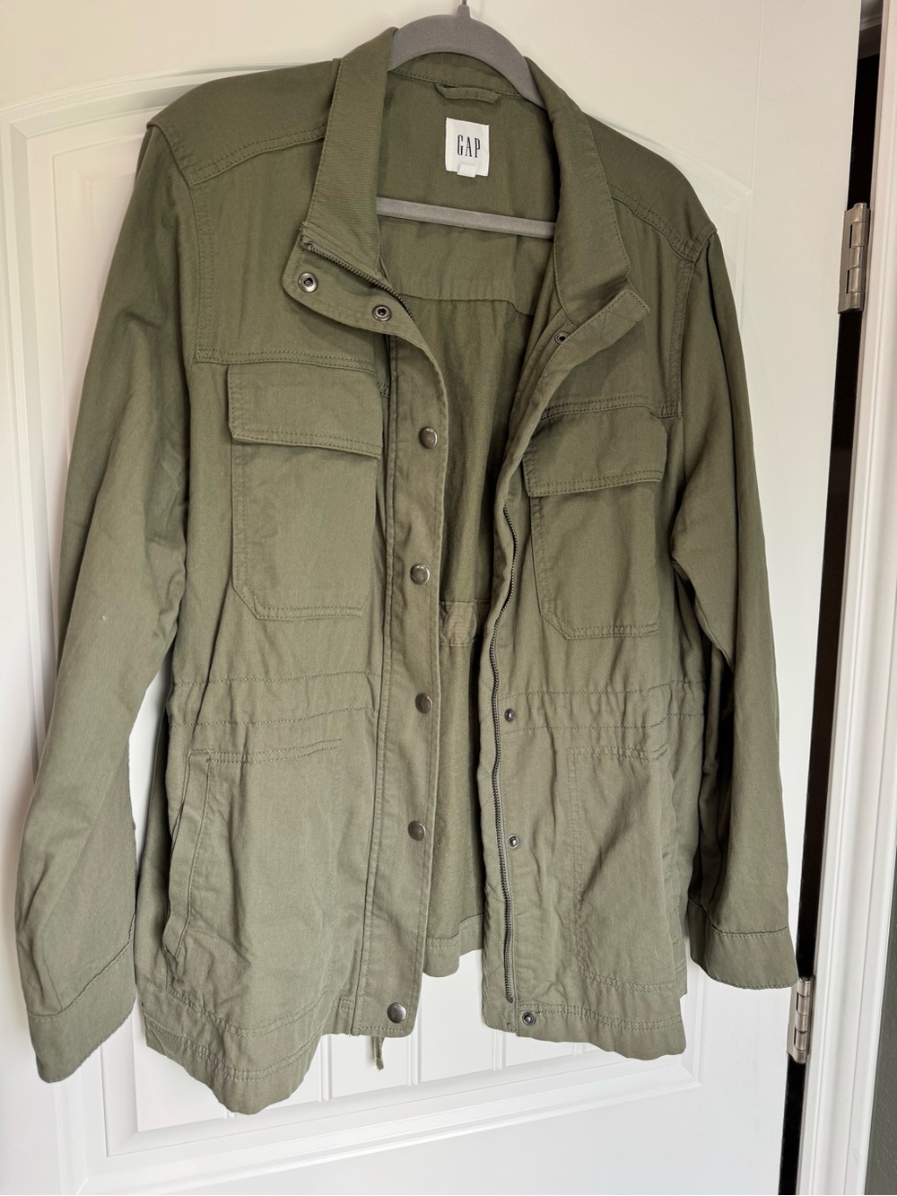 GAP Utility Lightweight Jacket XXL Olive Green Military Style Snap Zip Casual